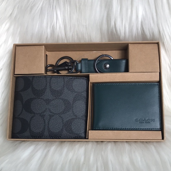 Boxed 3 In 1 Wallet Gift Set In Colorblock Signature Canvas - Picture 7 of 15